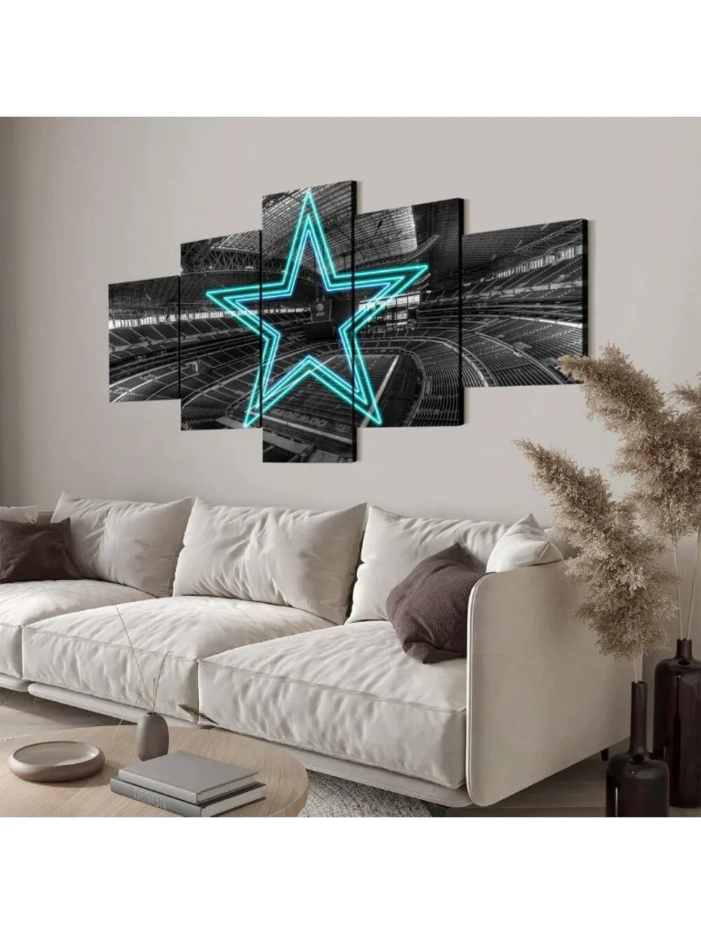 American Football Canvas Print Set - Neon Cowboys Stadium Wall Art Decor